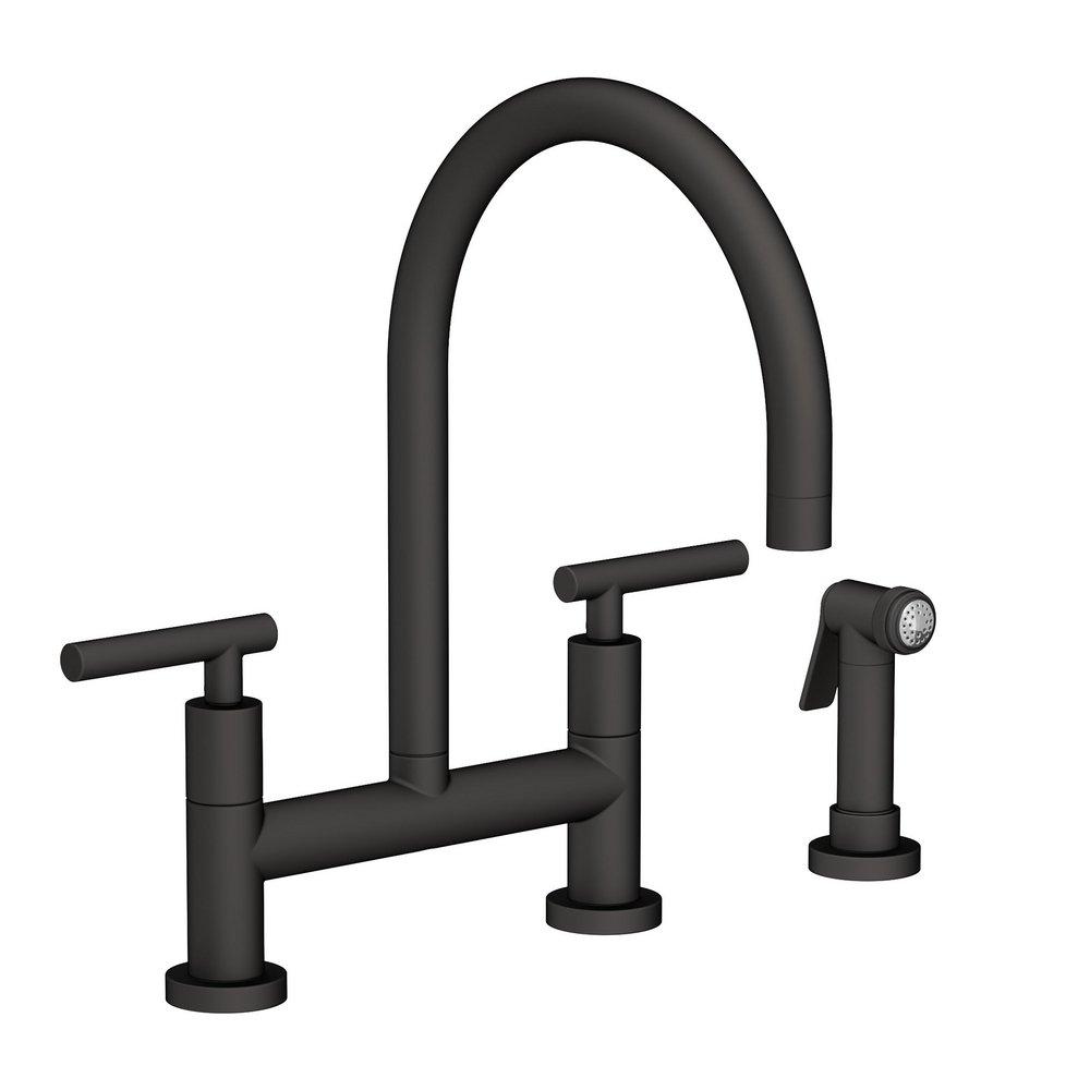 Newport Brass Flat Black Bridge Kitchen Faucet 