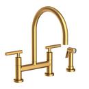 Two Handle Bridge Kitchen Faucet with Side Spray in Satin Bronze - PVD