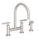 Two Handle Bridge Kitchen Faucet in Satin Nickel - PVD