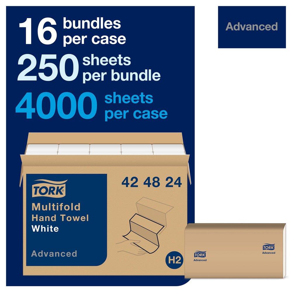 Multifold Paper Hand Towel, 3-Panel, 1-Ply 250-Towels, White (Case of 16) 