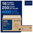 Multifold Paper Hand Towel, 3-Panel, 1-Ply 250-Towels, White (Case of 16) 
