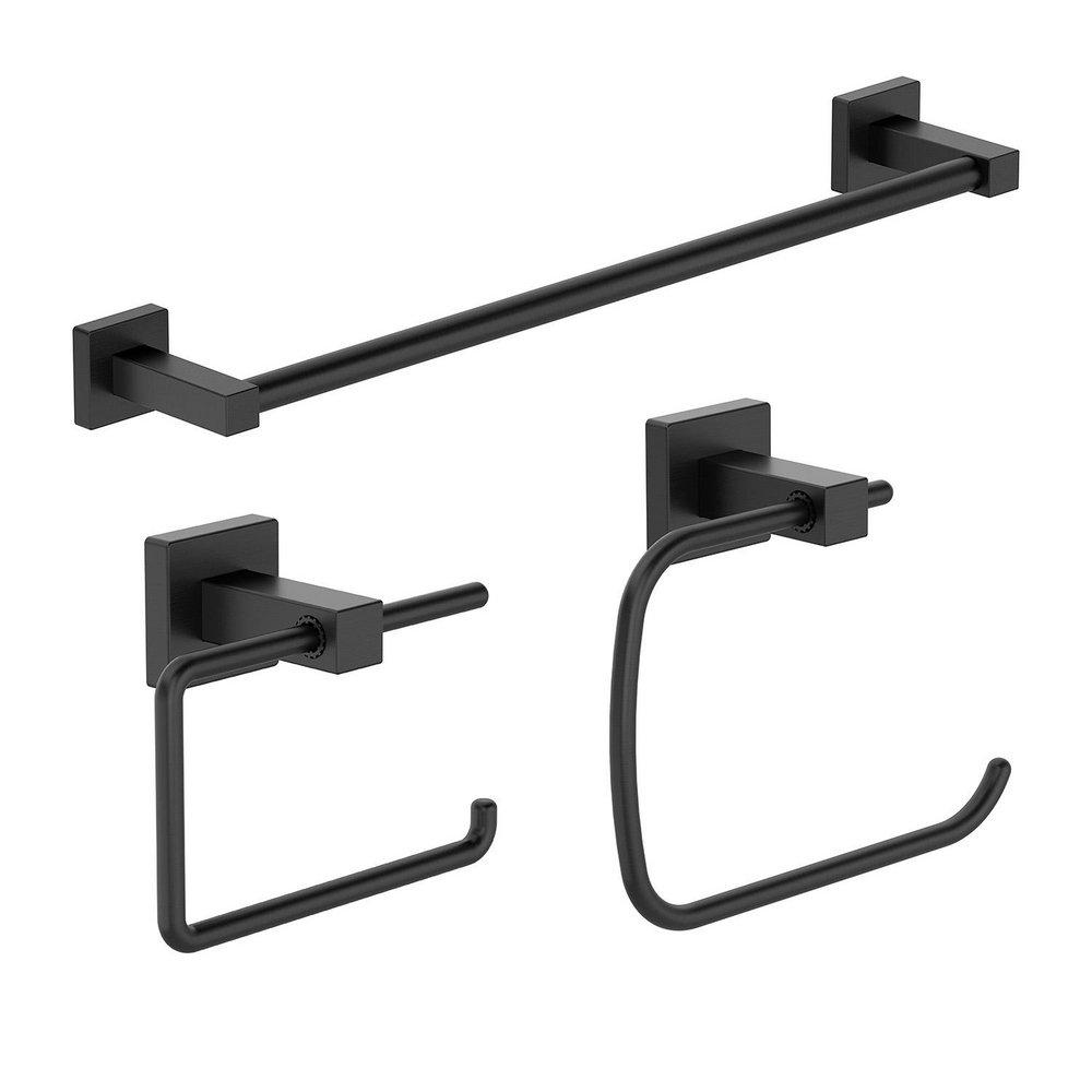Symmons Industries Matte Black Wall Mount 3 Piece Accessory Set 