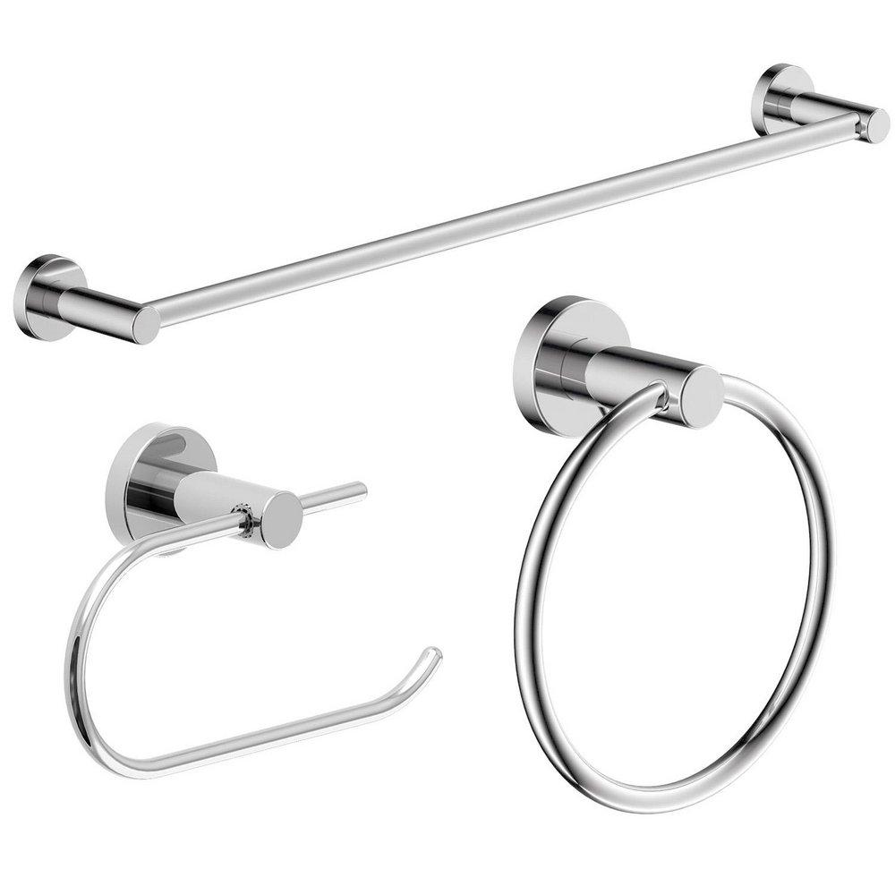 Symmons Industries Polished Chrome Toilet Paper Holder, Towel Bar and Towel Ring 