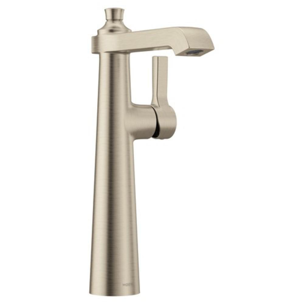 Moen Brushed Nickel Single Handle Monoblock Bathroom Sink Faucet Lever Handle 