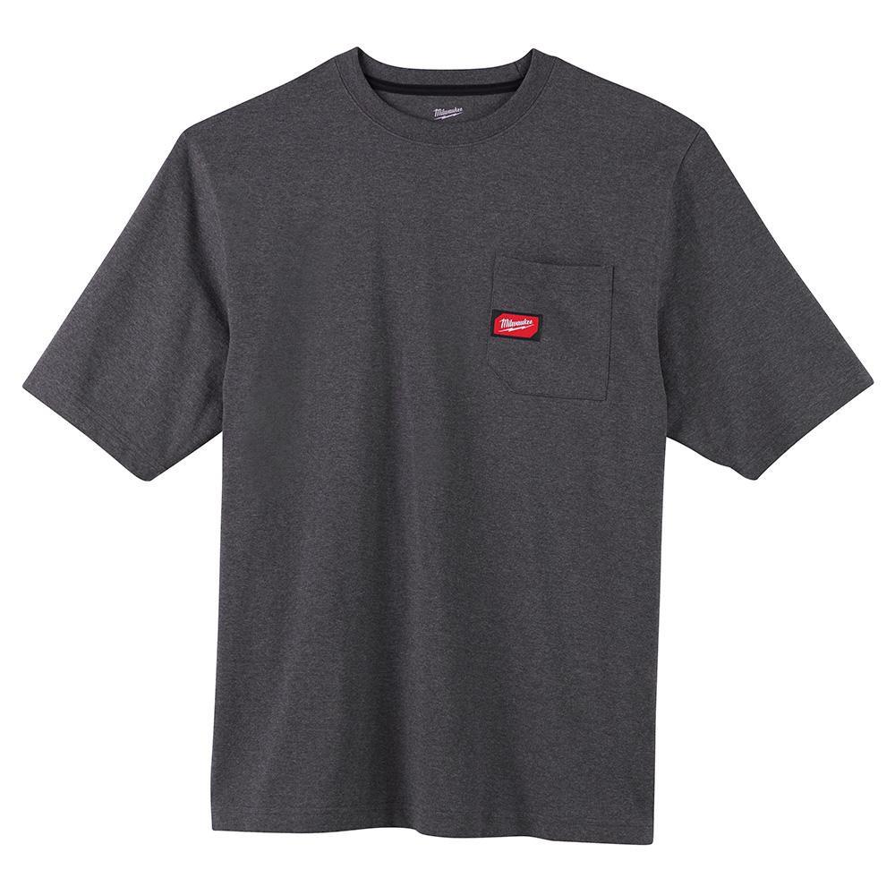 Milwaukee&reg; Grey Polyester and Cotton Pocket T-shirt in Grey 