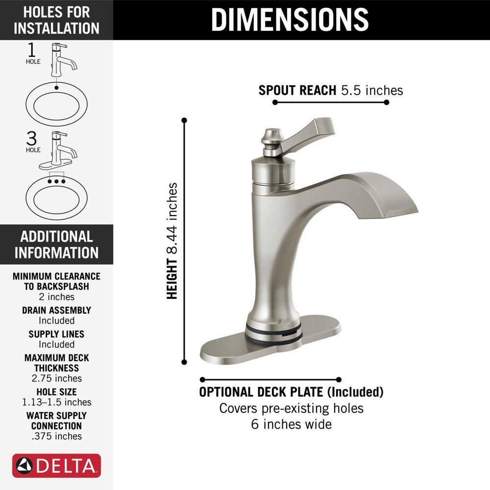 Delta Faucet Brilliance Stainless Single Handle Monoblock Bathroom Sink Faucet Lever Handle 