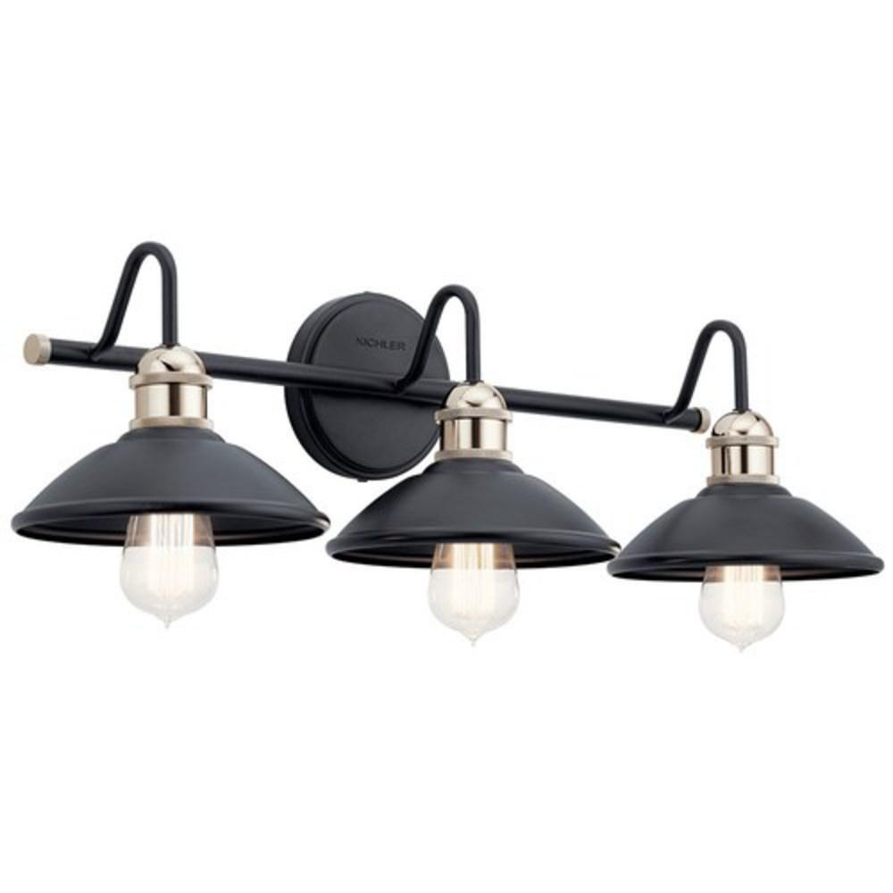 Kichler Lighting Black 75W 3-Light Medium E-26 Vanity Fixture 