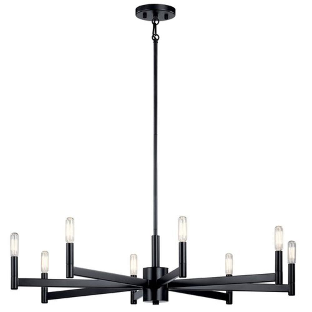 Kichler Lighting Black 9-1/4 x 35-1/2 in. 60W 1-Tier 8-Light Incandescent Contemporary Chandelier 