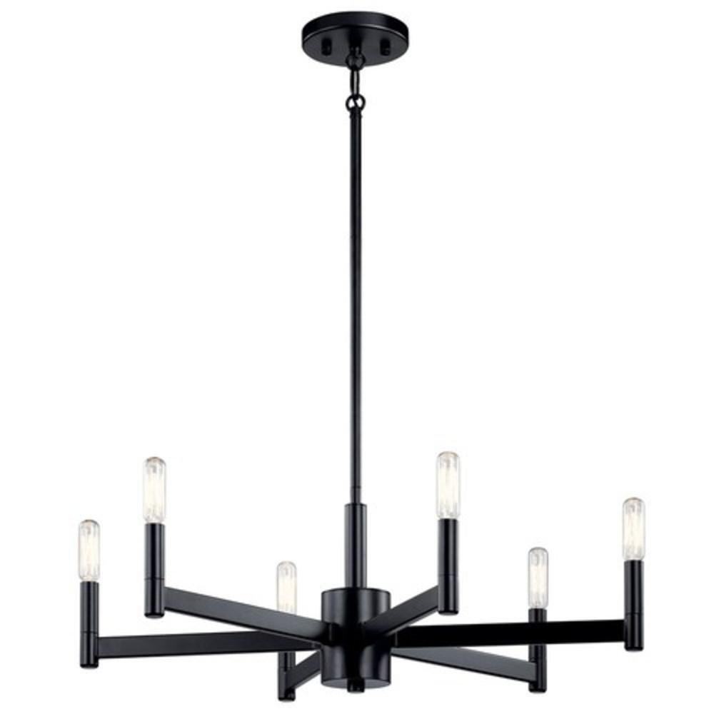 Kichler Lighting Black 9-1/4 x 35-1/2 in. 60W 1-Tier 6-Light Incandescent Contemporary Chandelier 