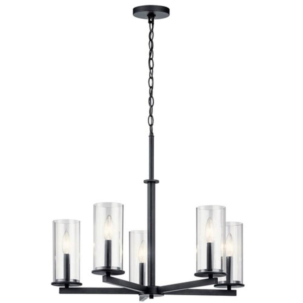 Kichler Lighting Black 22-1/4 x 26-1/4 in. 60W 1-Tier 5-Light Incandescent Contemporary Chandelier 