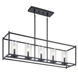300W 5-Light Candelabra E-12 Incandescent Chandelier in Black