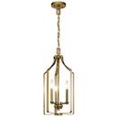 10 x 95 in. 60W 1-Tier 3-Light Incandescent Chandelier in Natural Brass