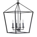 29 x 19 in. 60W 4-Light Incandescent Contemporary Chandelier in Flat Black