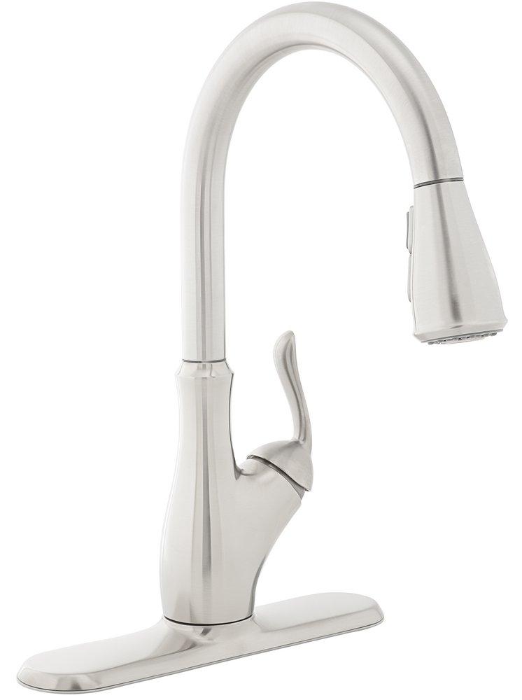 PROFLO&reg; Brushed Nickel Single Handle Pull Out Kitchen Faucet 