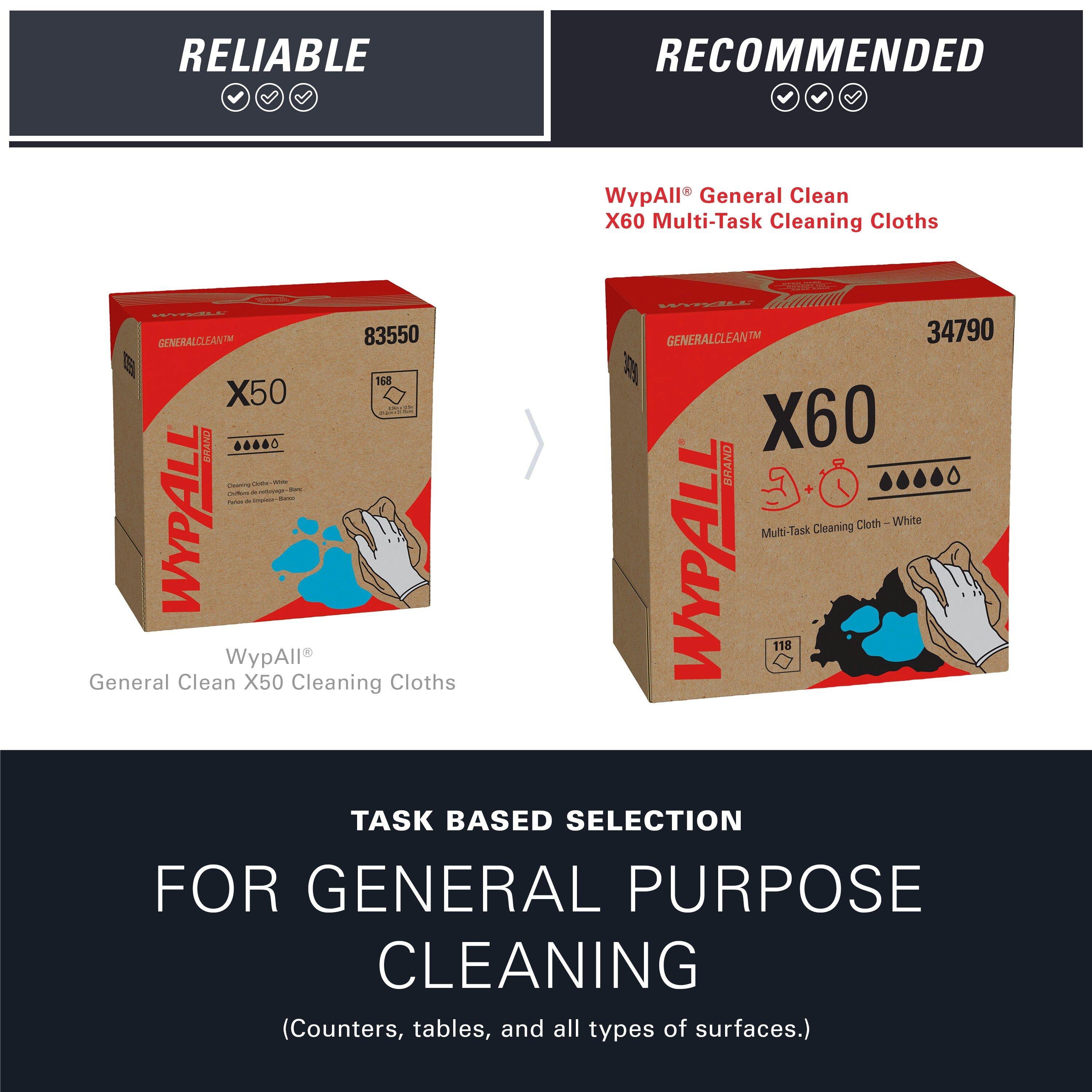 WypAll&reg; White 8-17/50 x 16-4/5 in. Wipes (Case of 10) 