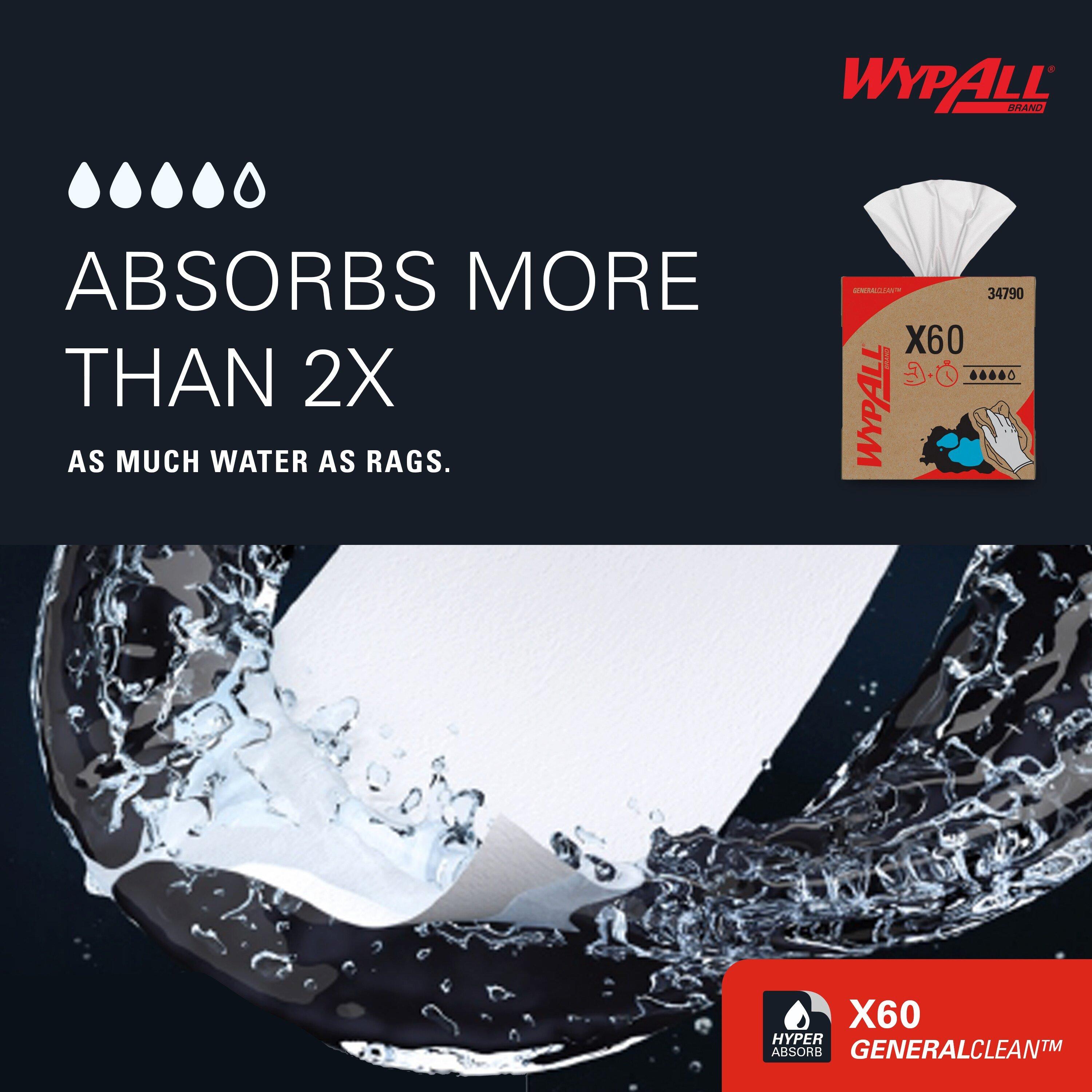 WypAll&reg; White 8-17/50 x 16-4/5 in. Wipes (Case of 10) 