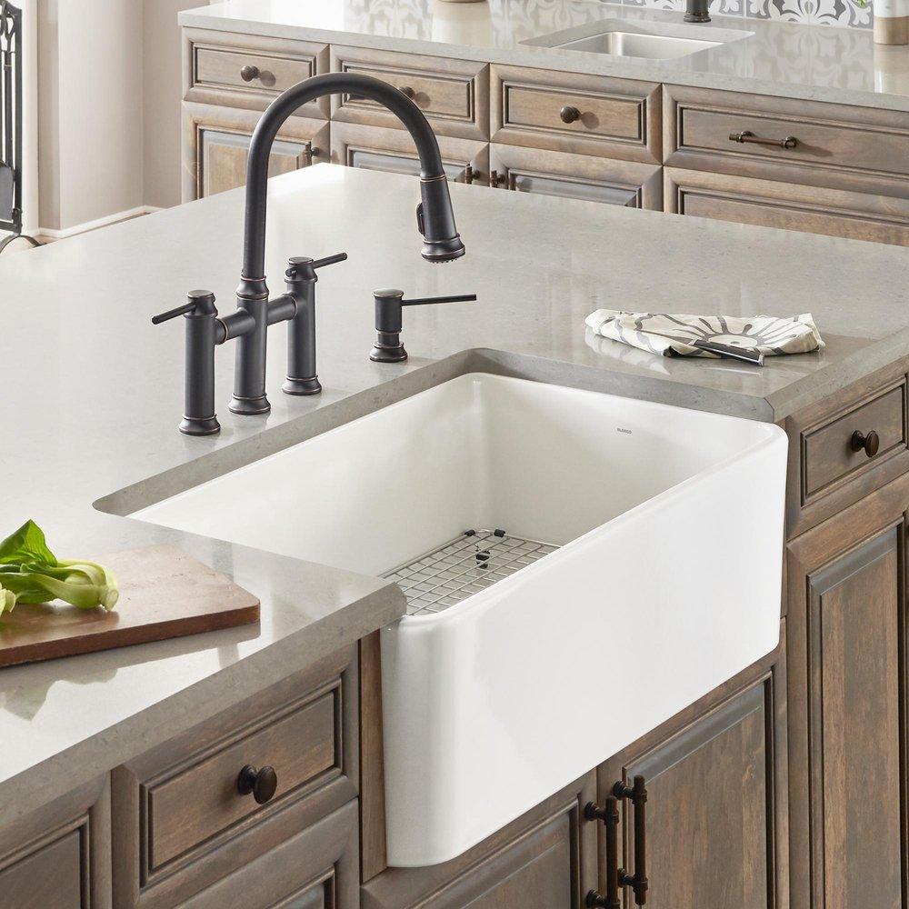 BLANCO White 33 x 19 in. Fireclay Single Bowl Farmhouse Kitchen Sink 