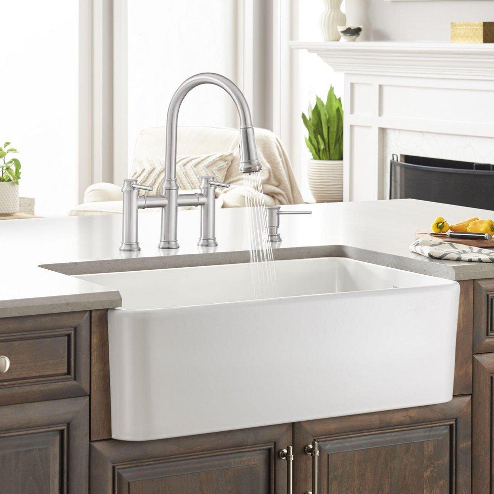 BLANCO White 33 x 19 in. Fireclay Single Bowl Farmhouse Kitchen Sink 