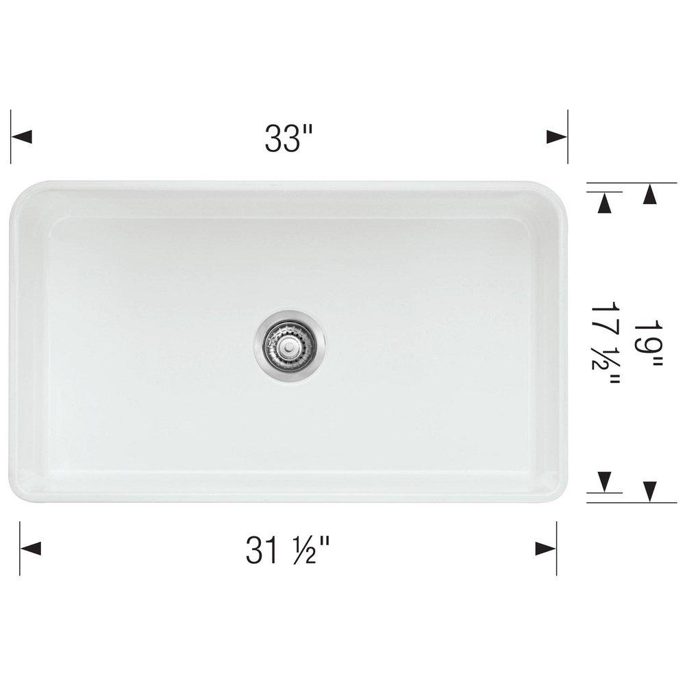 BLANCO White 33 x 19 in. Fireclay Single Bowl Farmhouse Kitchen Sink 