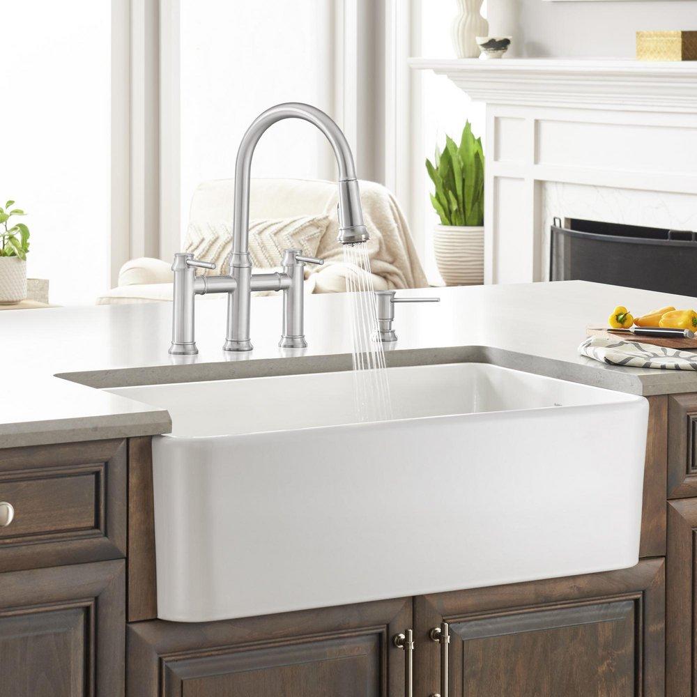 BLANCO White 33 x 19 in. Fireclay Single Bowl Farmhouse Kitchen Sink 
