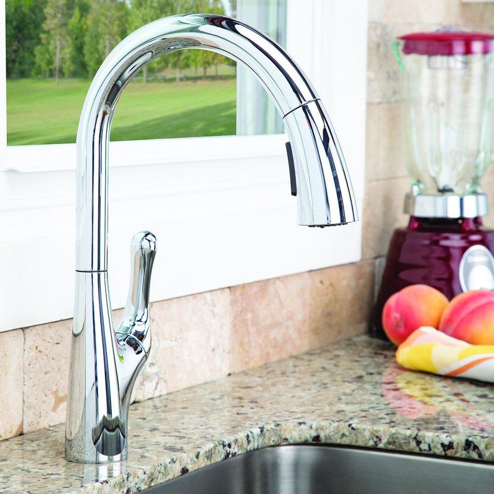 Speakman Polished Chrome Pull Down Single Handle Kitchen Faucet 