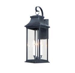 40W 3-Light 24 in. Outdoor Wall Sconce in Black