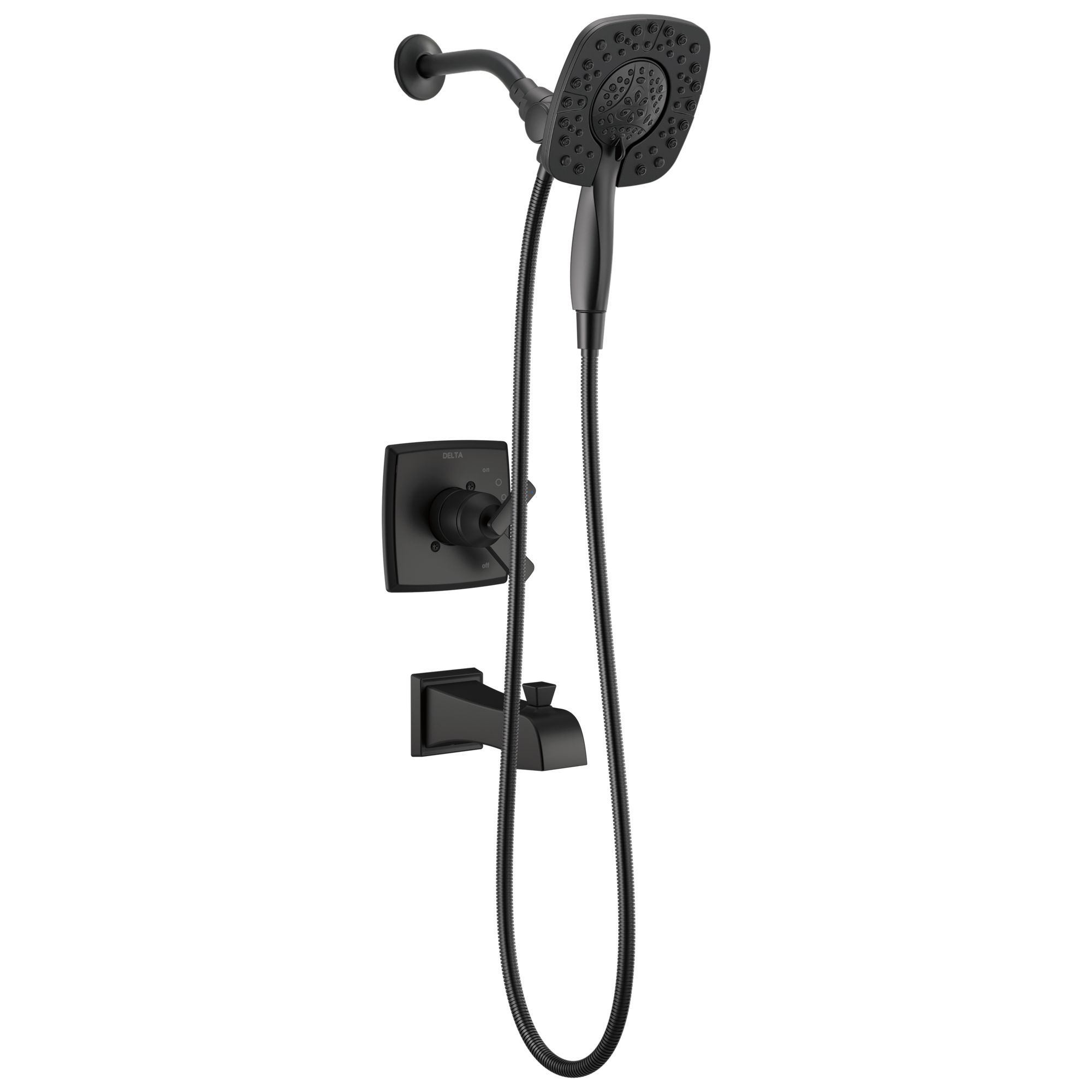 Delta Faucet Matte Black Two Handle Multi Function Bathtub & Shower Faucet (Trim Only) 