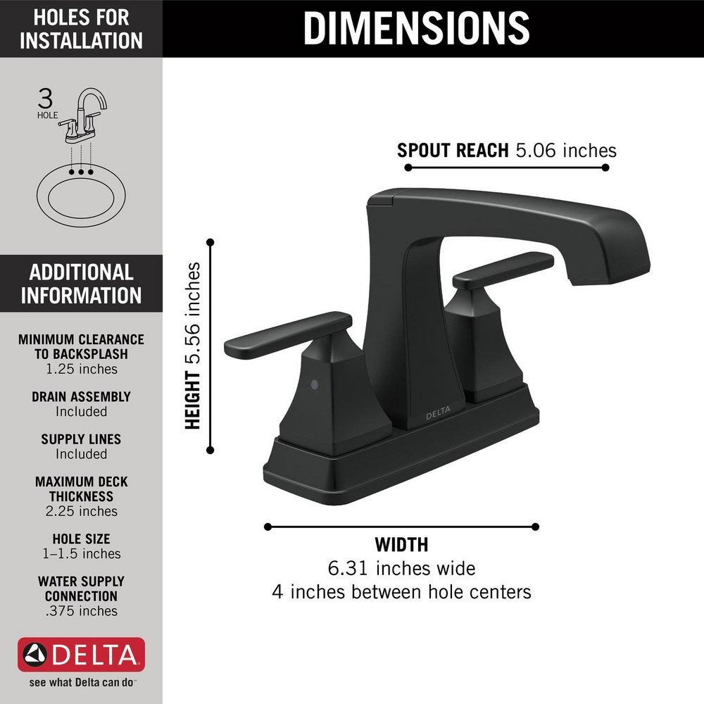 Delta Faucet Matte Black Two Handle Centerset Bathroom Sink Faucet 