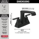 Delta Faucet Matte Black Two Handle Centerset Bathroom Sink Faucet 