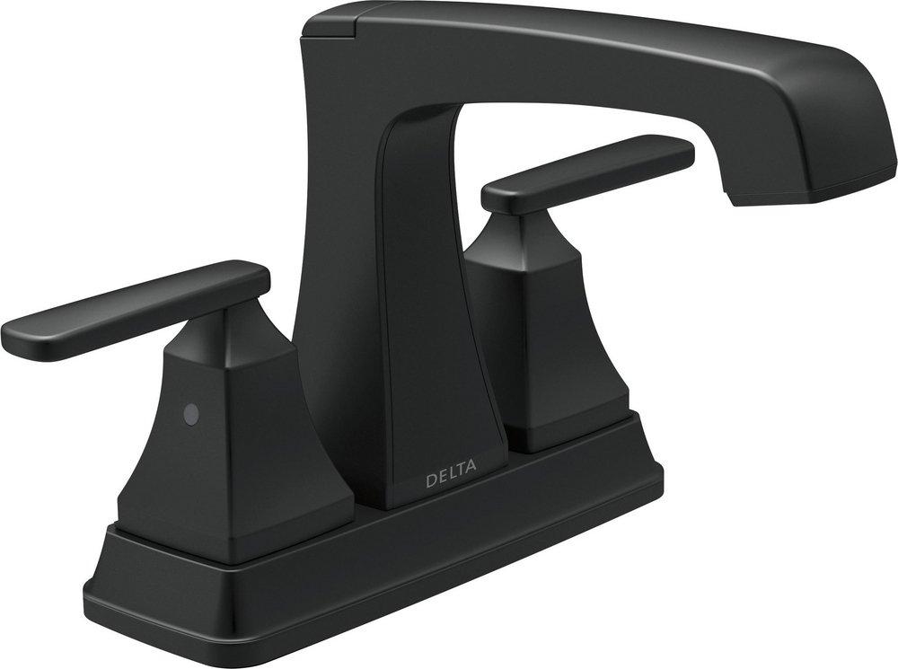 Delta Faucet Matte Black Two Handle Centerset Bathroom Sink Faucet 