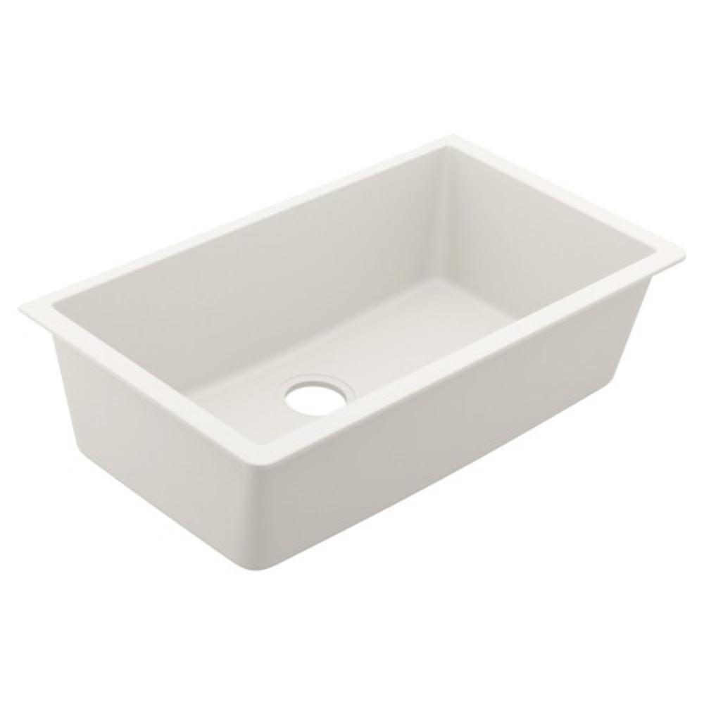 Moen White 33 x 18-7/16 in. Granite Single Bowl Dual Mount Kitchen Sink 