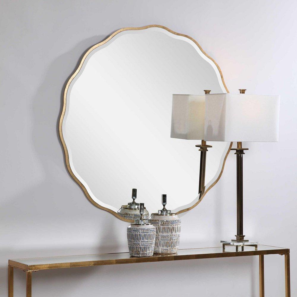 UTTERMOST ANETA GOLD ROUND MIRROR 