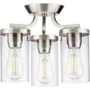 Progress Lighting Brushed Nickel 60W 3-Light Medium E-26 Incandescent Semi-Flush Mount Ceiling Fixture 
