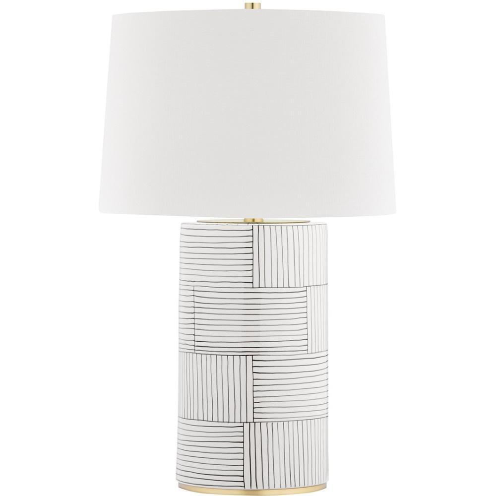 Hudson Valley Aged Brass/Stripe Combo 75W 1-Light Medium E-26 Incandescent Table Lamp 