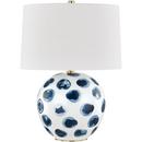 75W 1-Light Medium E-26 Incandescent Table Lamp in White Bisque with Blue Dots