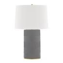 75W 1-Light Medium E-26 Incandescent Table Lamp in Aged Brass with Gray