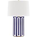 75W 1-Light Medium E-26 Incandescent Table Lamp in Aged Brass with Blue Combo