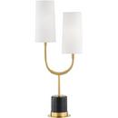 40W 2-Light Candelabra E-12 Incandescent Table Lamp in Aged Brass