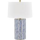 75W 1-Light Medium E-26 Incandescent Table Lamp in Gold Leaf with Blue