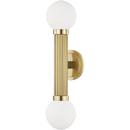 16W 2-Light Medium E-26 LED Wall Sconce in Aged Brass