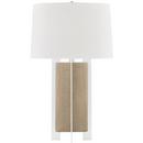 75W 1-Light Medium E-26 Incandescent Table Lamp in Fog Grey Faux Shagreen with Satin Stainless