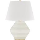 75W 1-Light Medium E-26 Incandescent Table Lamp in Aged Brass with Soft Off White