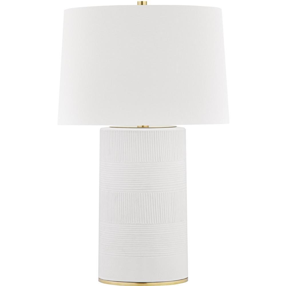 Hudson Valley Aged Brass/Soft Off White 75W 1-Light Medium E-26 Incandescent Table Lamp 