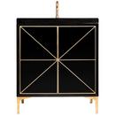 30 in. Floor Mount Vanity in Black with Polished Brass