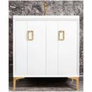 30 in. Floor Mount Vanity in White with Polished Brass