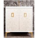 30 in. Floor Mount Vanity in White with Polished Brass