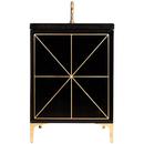 24 in. Floor Mount Vanity in Black with Polished Brass