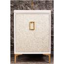 24 in. Floor Mount Vanity in White with Polished Brass