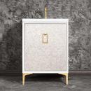 Linkasink White/Satin Brass 36 in. Floor Mount Vanity in White with Black 