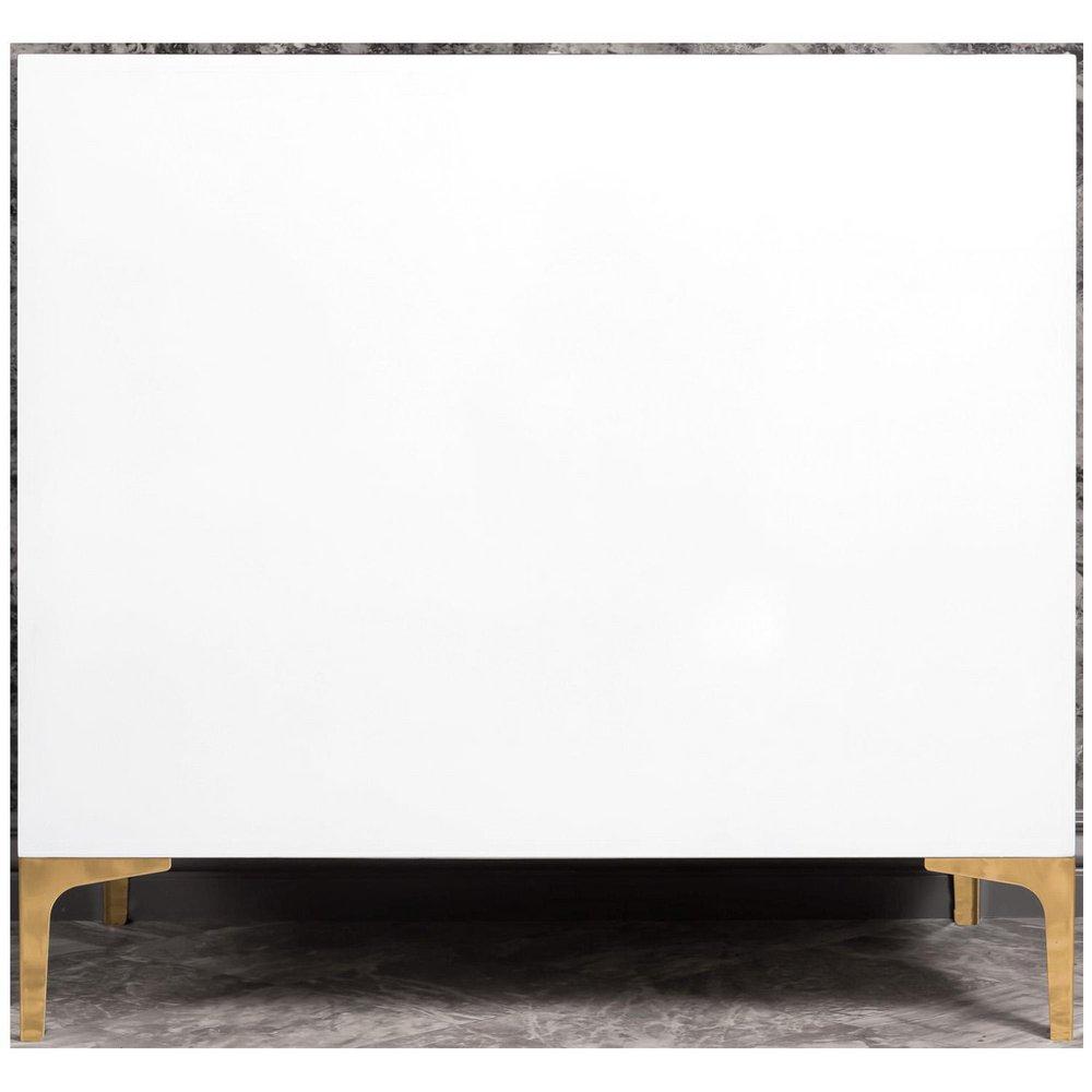 Linkasink White/Satin Brass 36 in. Floor Mount Vanity in White with Black 